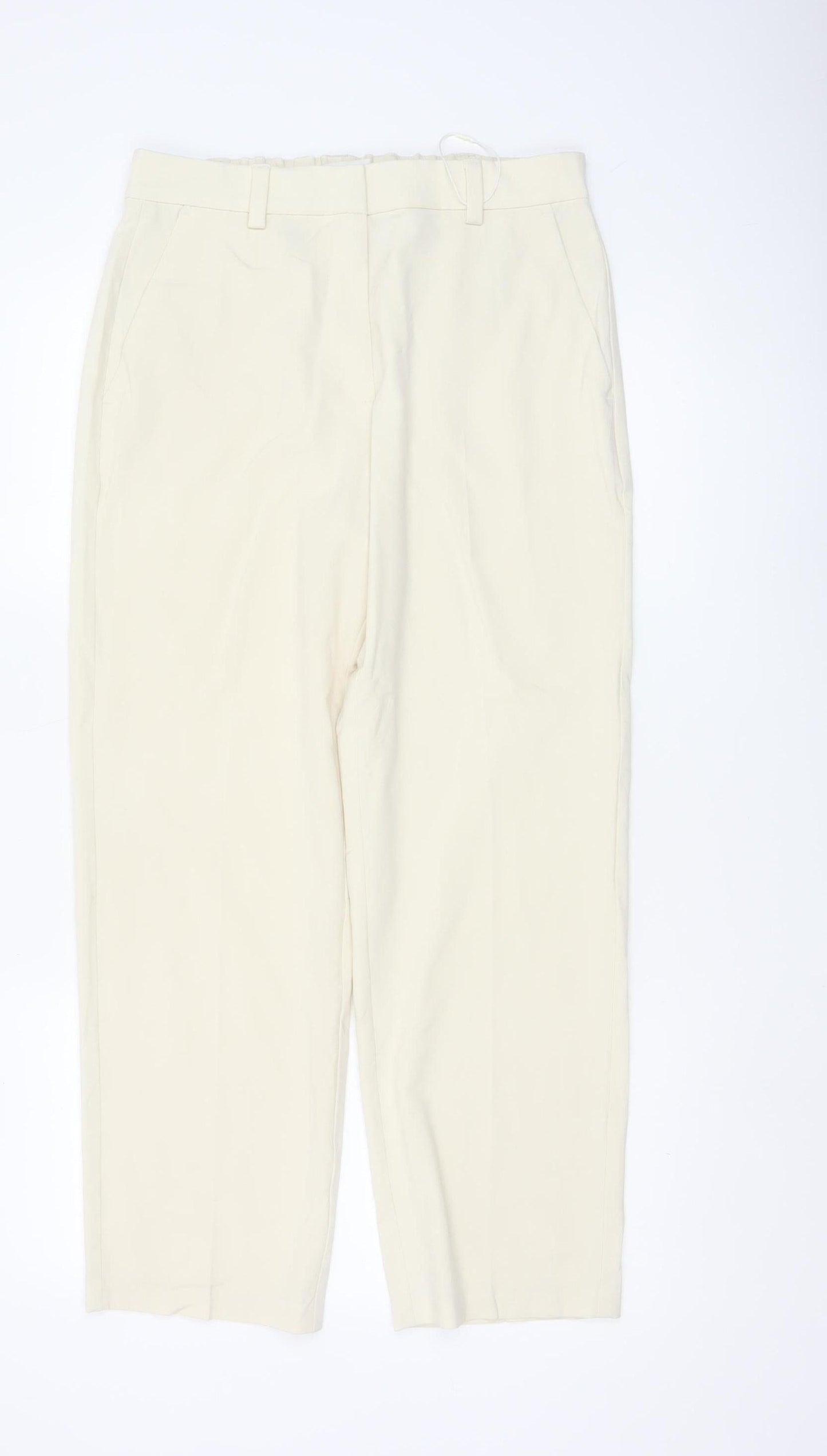 Marks and Spencer Women Beige Size 12 Short Tapered Trousers