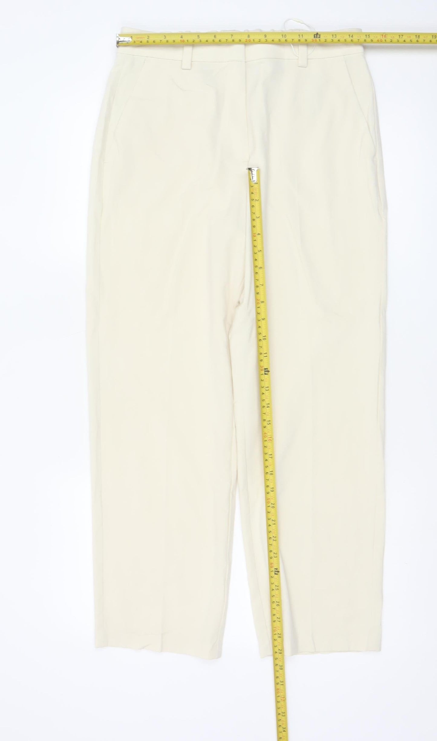 Marks and Spencer Women Beige Size 12 Short Tapered Trousers