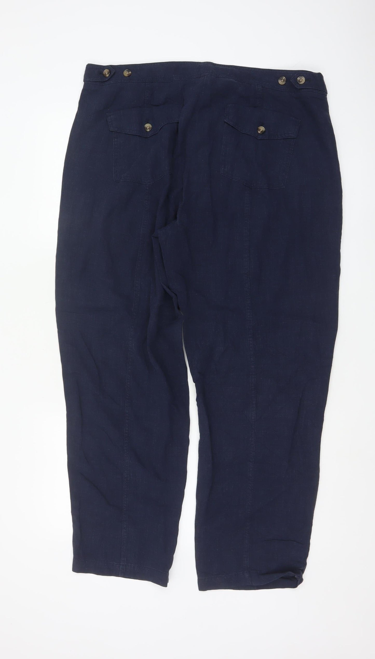 Marks and Spencer Per Una Navy Linen Trousers Women’s Size 18 Casual