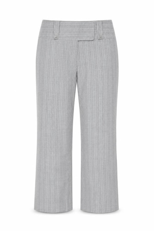 Amaranto Women Grey Pinstripe Straight Leg Trousers Size 14