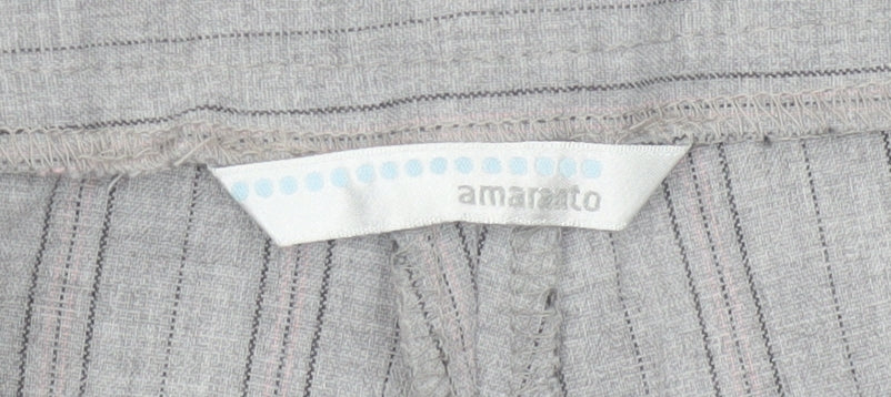 Amaranto Women Grey Pinstripe Straight Leg Trousers Size 14