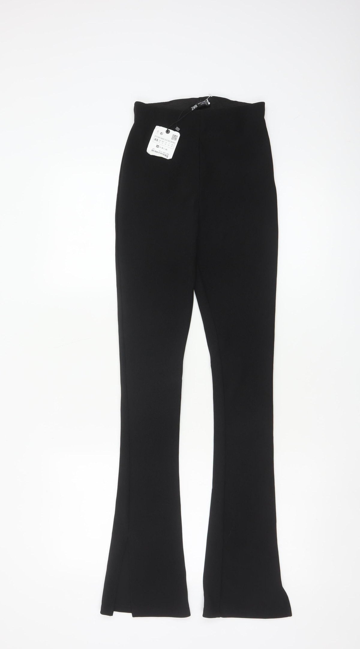 Zara Womens Black XS Flared High Rise Stretch Knit Trousers