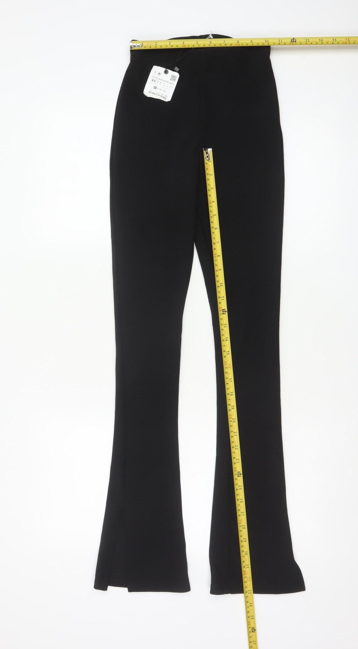 Zara Womens Black XS Flared High Rise Stretch Knit Trousers