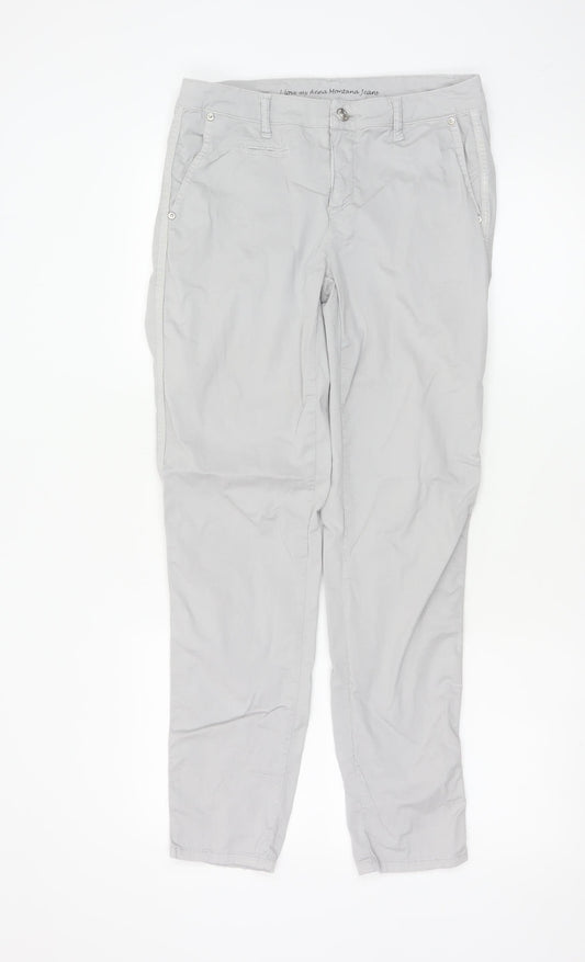 Anna Montana Women’s Grey Chino Trousers Size 10 Stretch Cotton