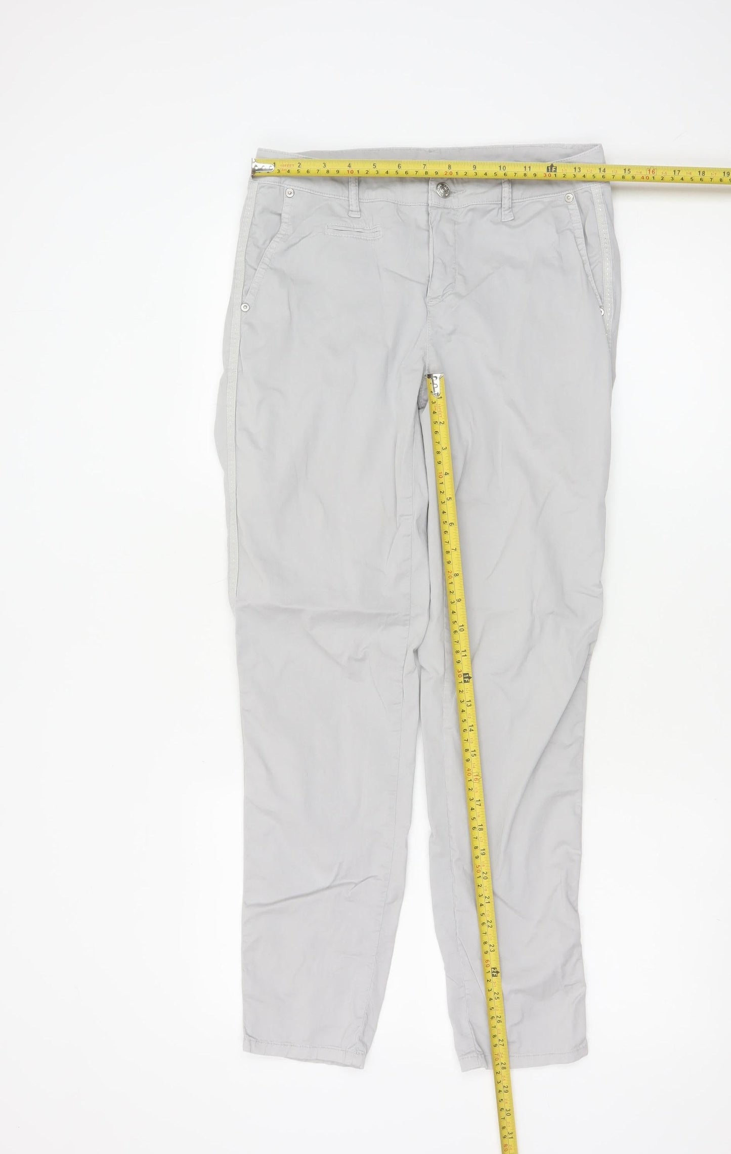 Anna Montana Women’s Grey Chino Trousers Size 10 Stretch Cotton
