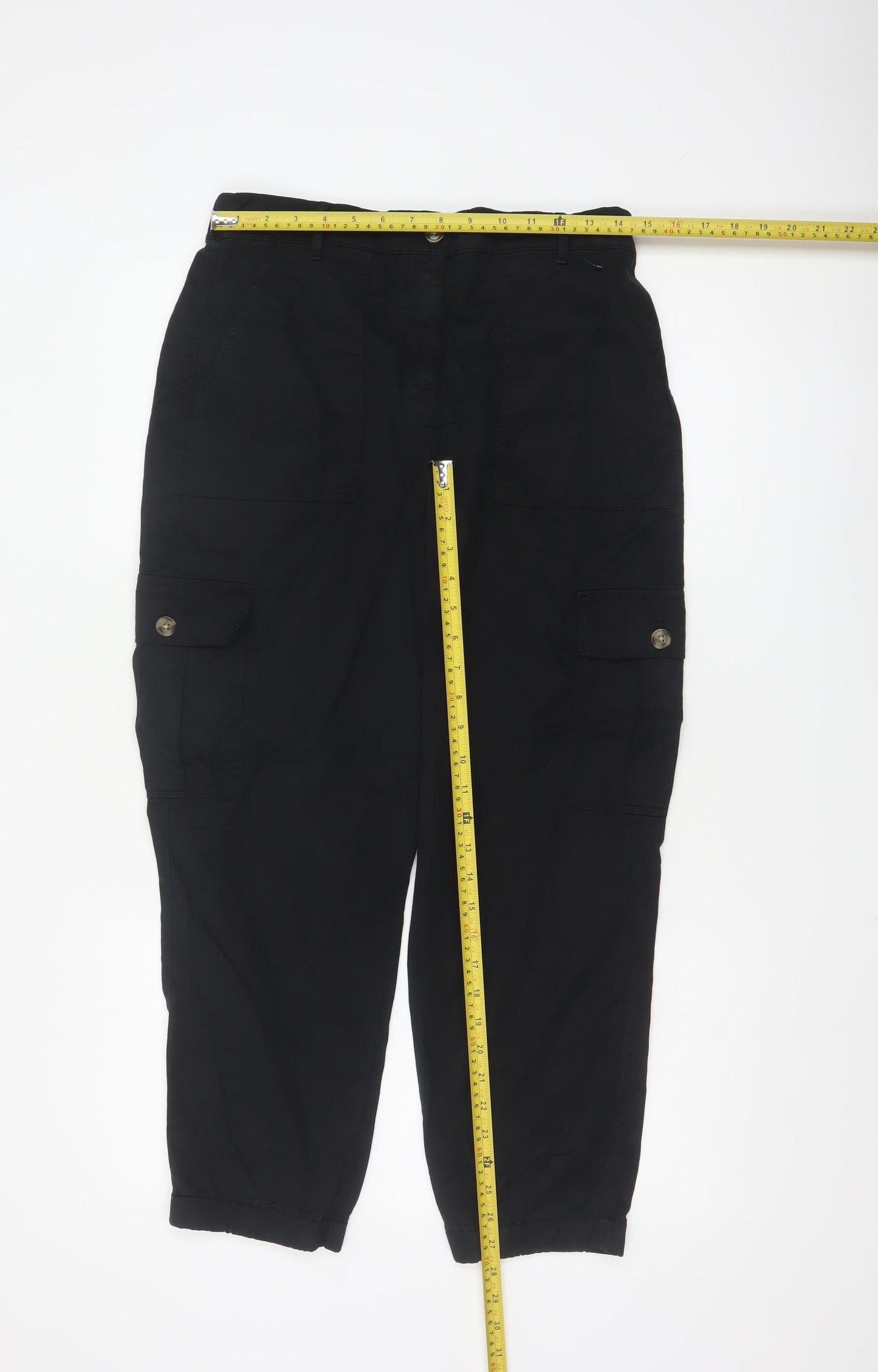 Marks and Spencer Women's Black Cargo Trousers Size 12 Short
