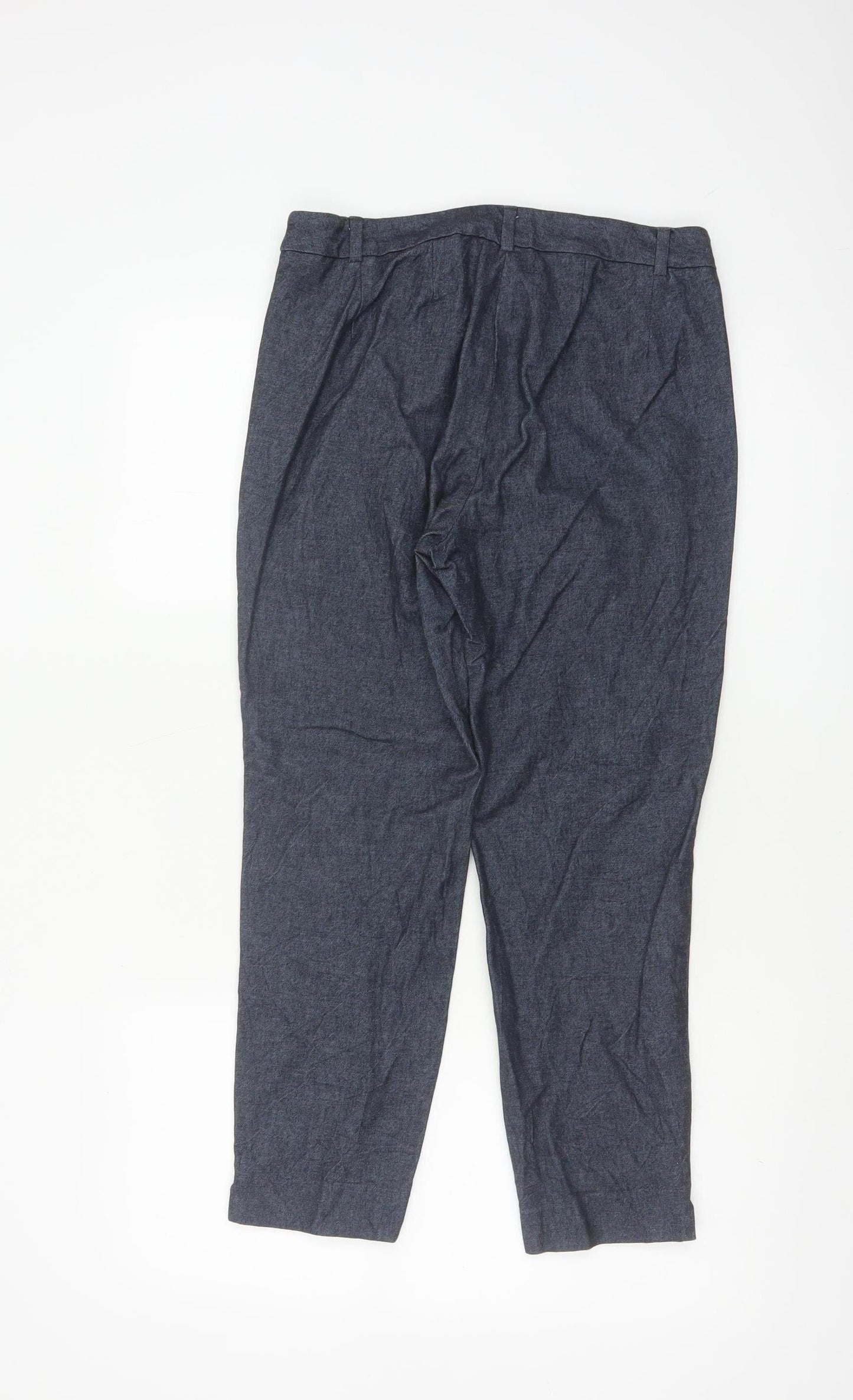 Marks and Spencer Women Blue Short Cropped Chino Trousers UK 10