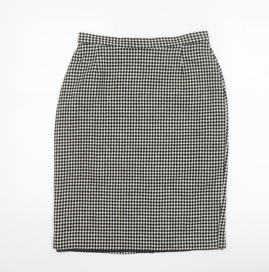 Marks and Spencer Women’s Black Wool Check Pencil Skirt UK 14