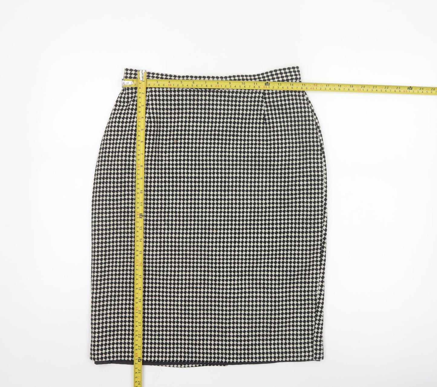 Marks and Spencer Women’s Black Wool Check Pencil Skirt UK 14
