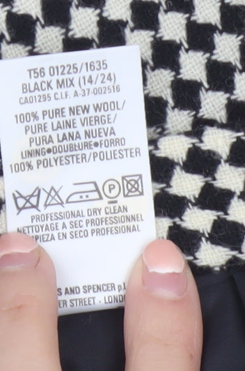 Marks and Spencer Women’s Black Wool Check Pencil Skirt UK 14