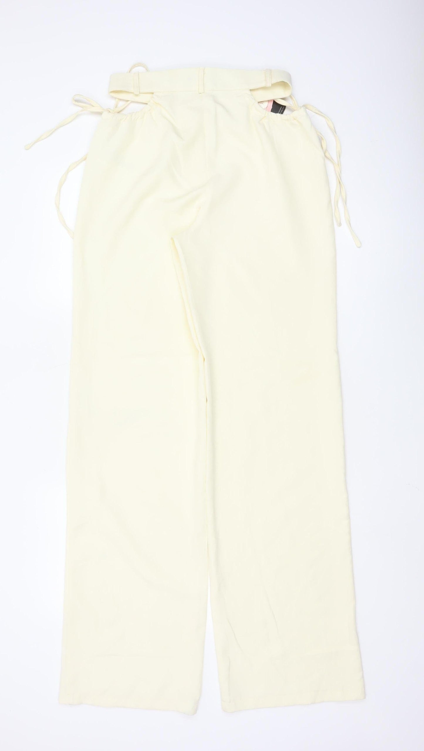 PrettyLittleThing Women's Ivory Size 8 High Rise Paperbag Trousers