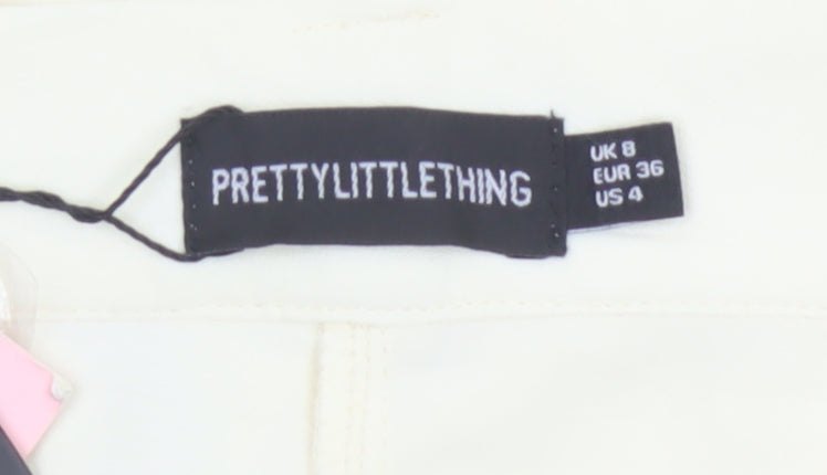 PrettyLittleThing Women's Ivory Size 8 High Rise Paperbag Trousers