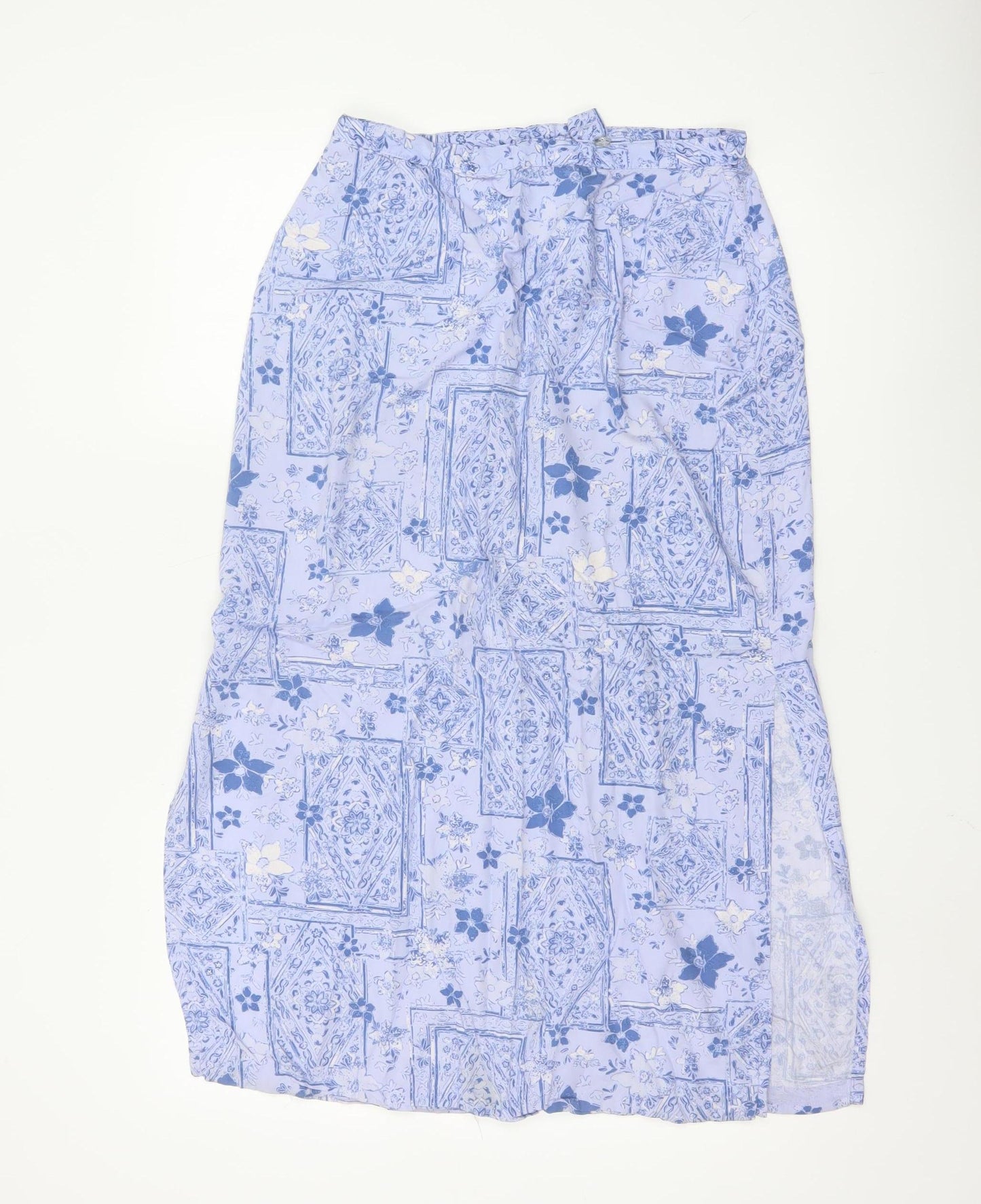 Christopher & Banks Women's Blue Floral Rayon Midi A-Line Skirt Size 10