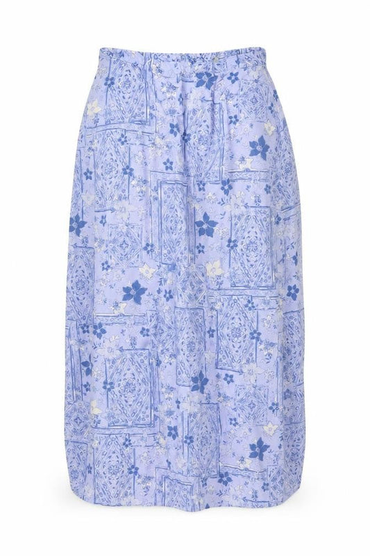 Christopher & Banks Women's Blue Floral Rayon Midi A-Line Skirt Size 10