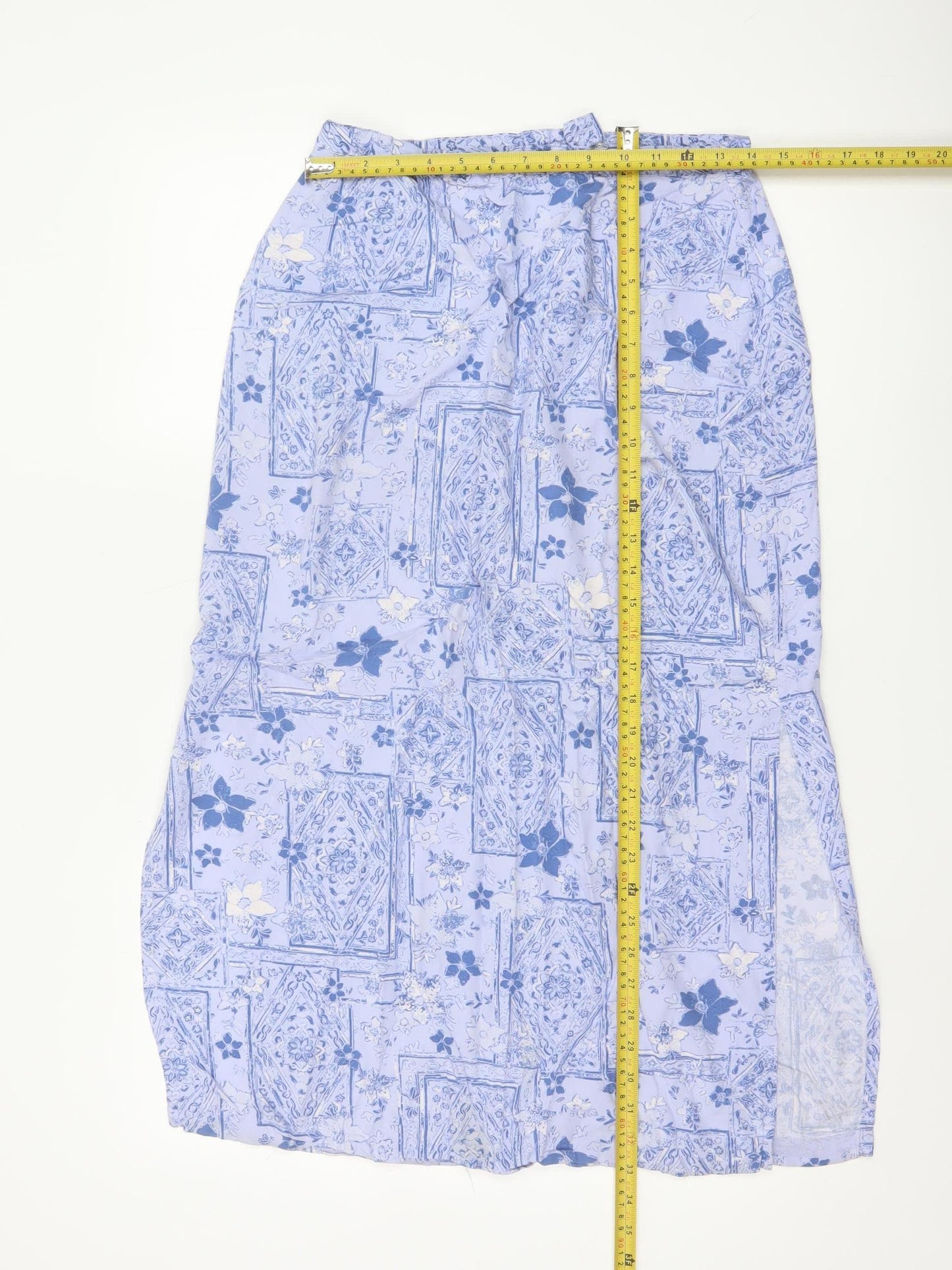 Christopher & Banks Women's Blue Floral Rayon Midi A-Line Skirt Size 10