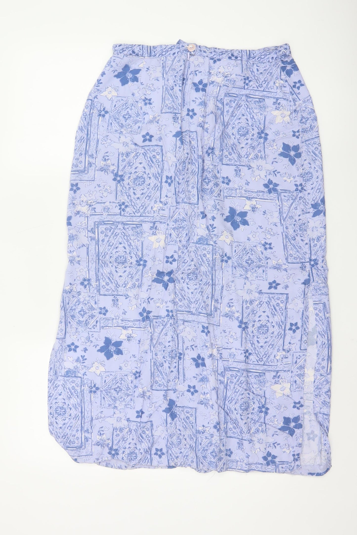 Christopher & Banks Women's Blue Floral Rayon Midi A-Line Skirt Size 10