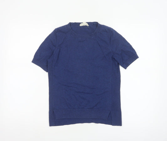 Seasalt Cornwall Women's Blue 100% Cotton Short Sleeve Crew Neck T-Shirt UK 8