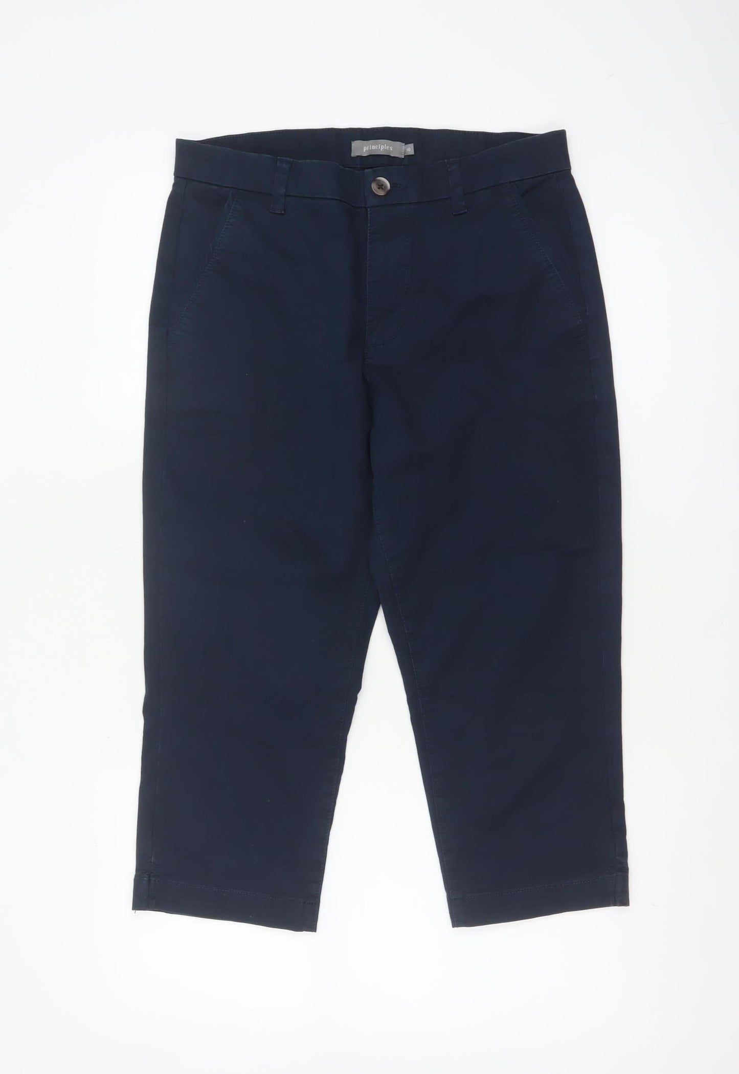 Principles Women Navy Blue Cotton Blend Chino Trousers Size 10