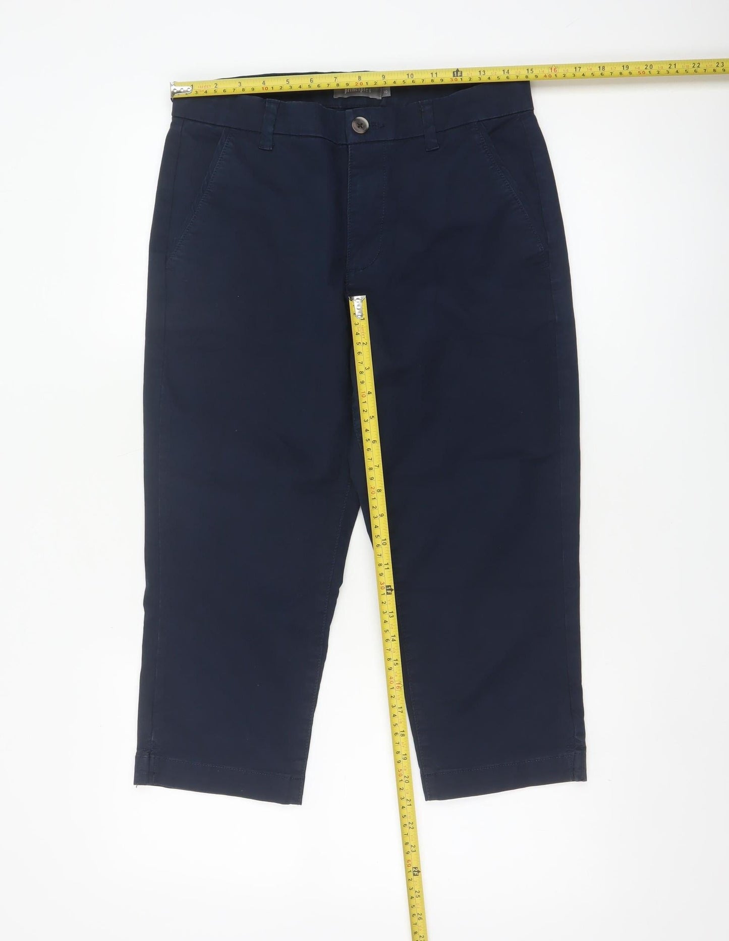 Principles Women Navy Blue Cotton Blend Chino Trousers Size 10