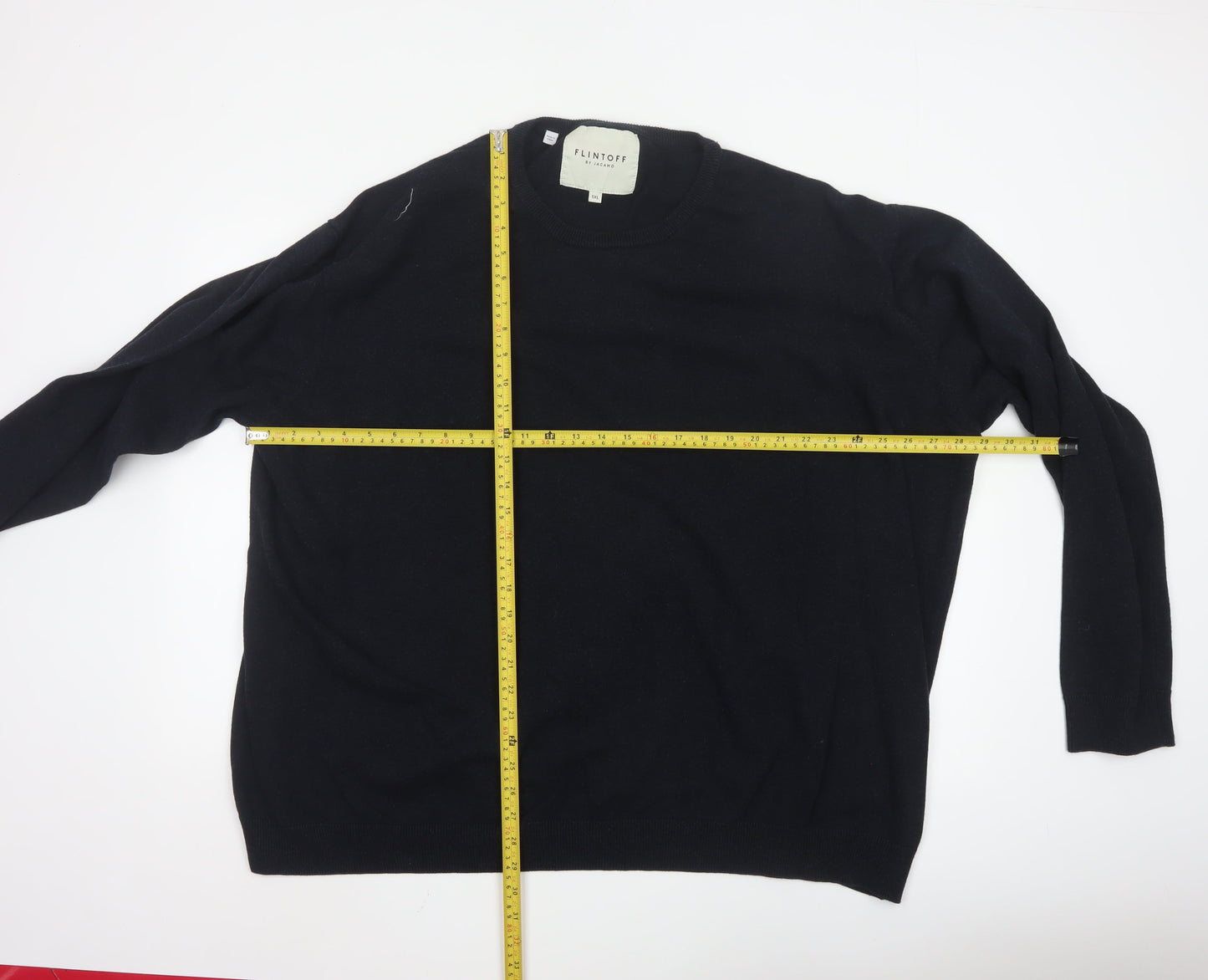 Flintoff by Jacamo Men's Black 5XL Wool Crew Neck Jumper