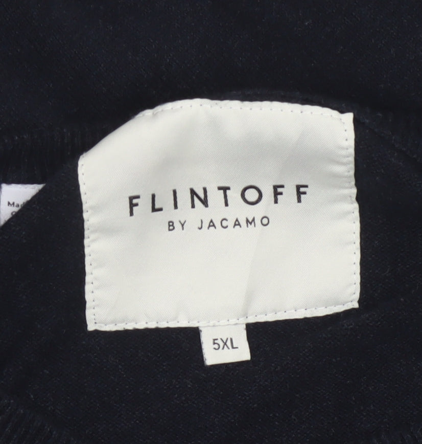 Flintoff by Jacamo Men's Black 5XL Wool Crew Neck Jumper