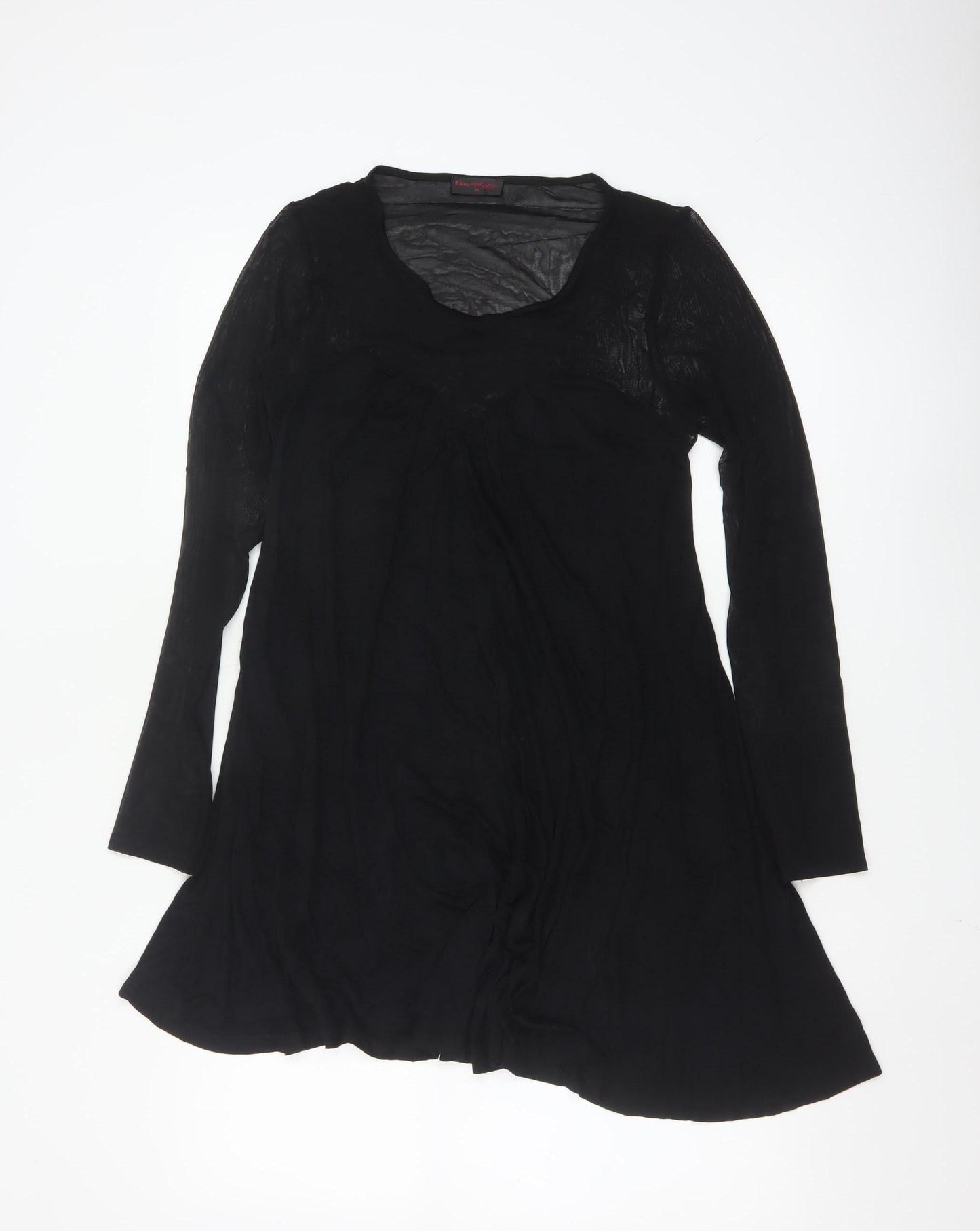 Miss Selfridge Women’s Black A-Line Sheer Long Sleeve Dress Size 10