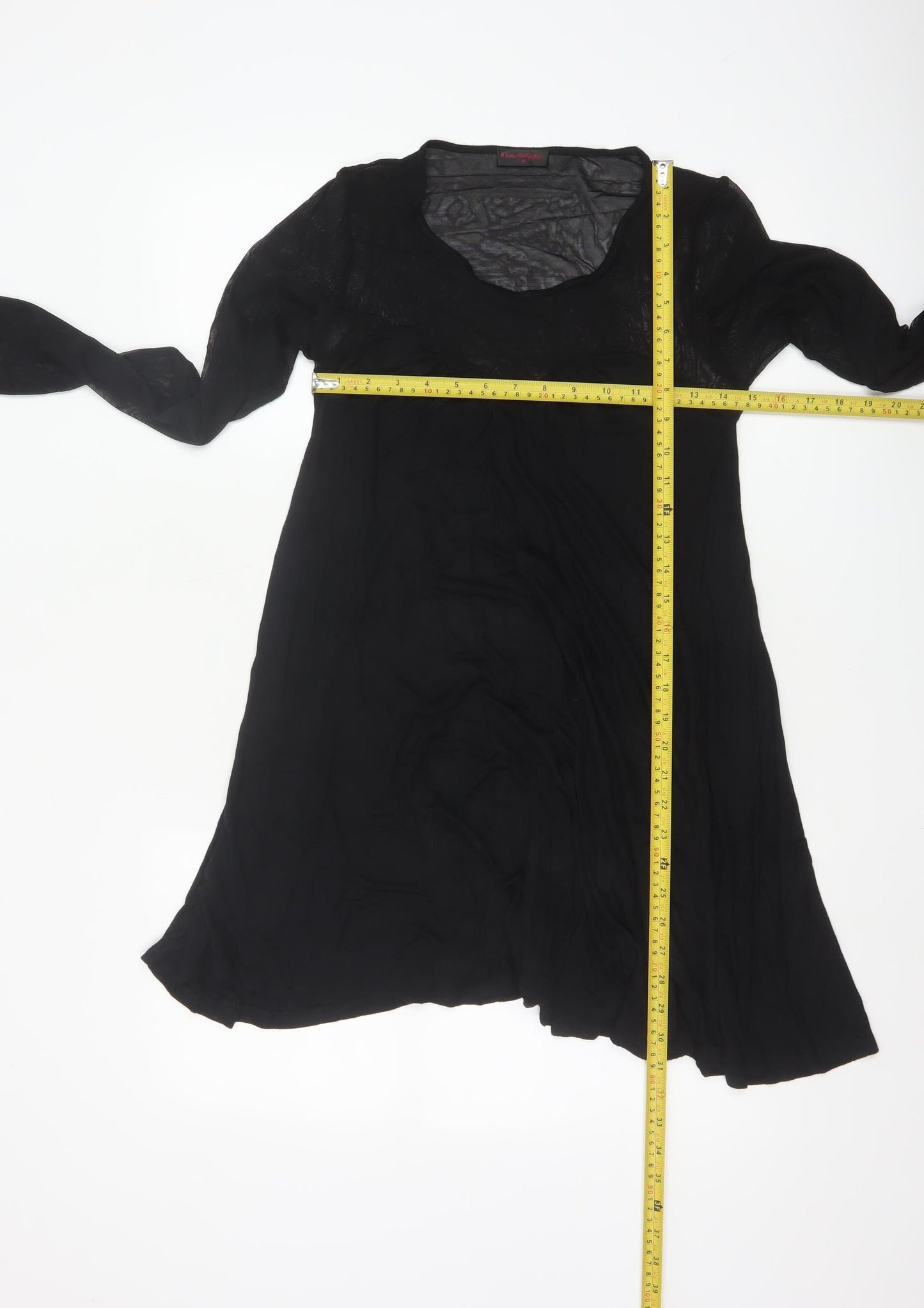 Miss Selfridge Women’s Black A-Line Sheer Long Sleeve Dress Size 10