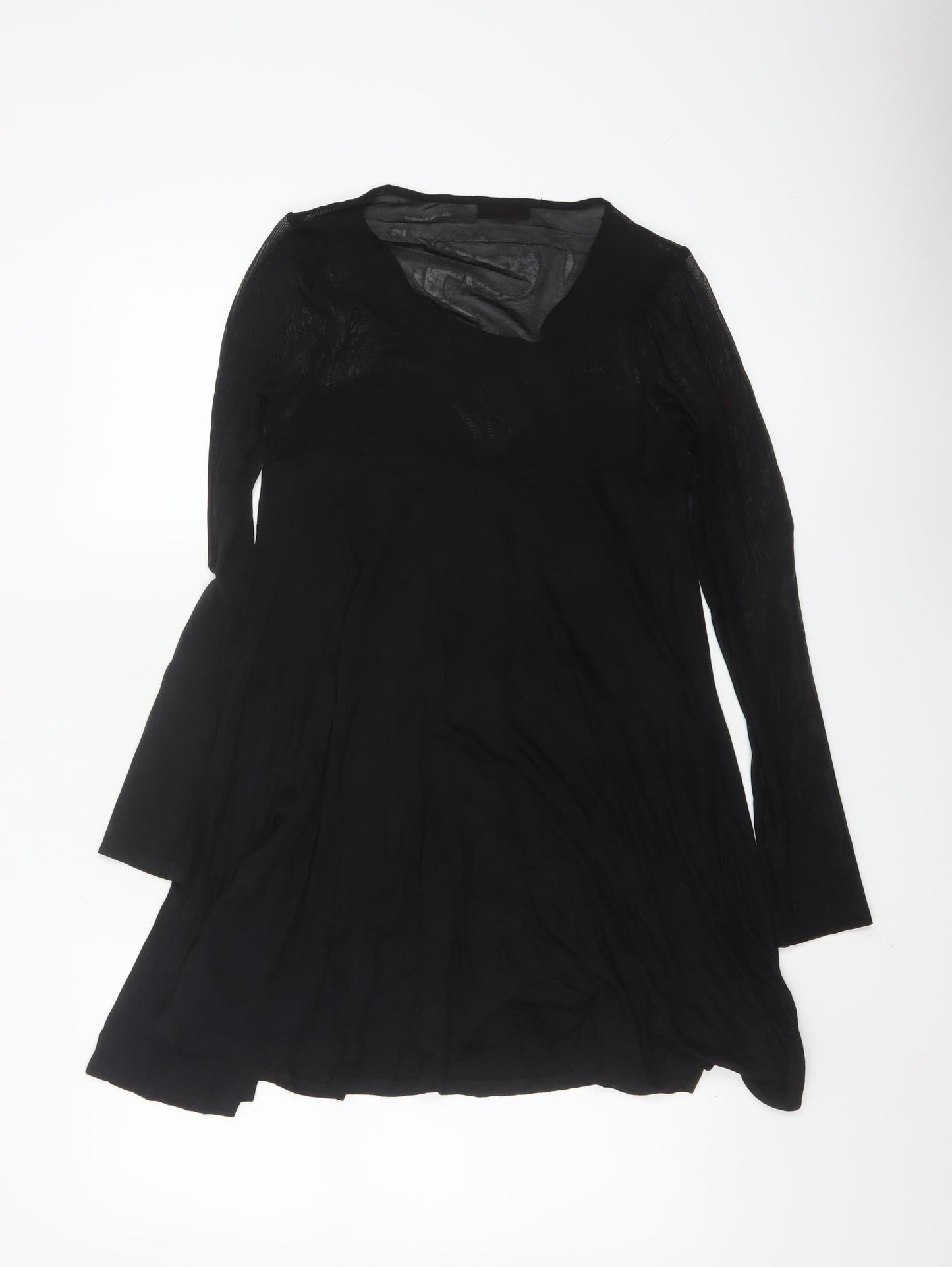 Miss Selfridge Women’s Black A-Line Sheer Long Sleeve Dress Size 10