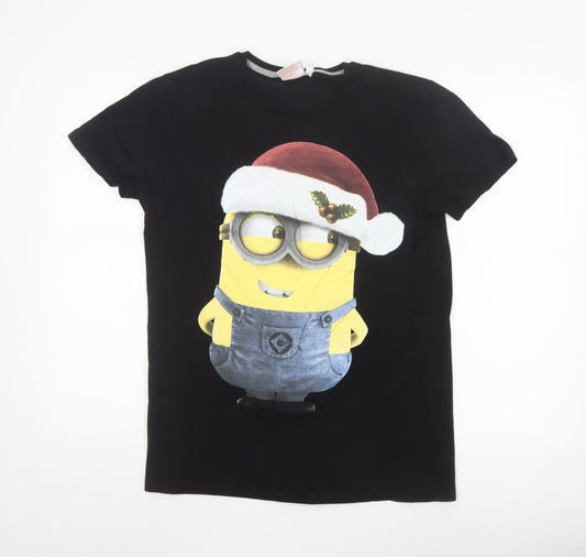 Despicable Me Minions Men's Black Christmas Cotton T-Shirt M