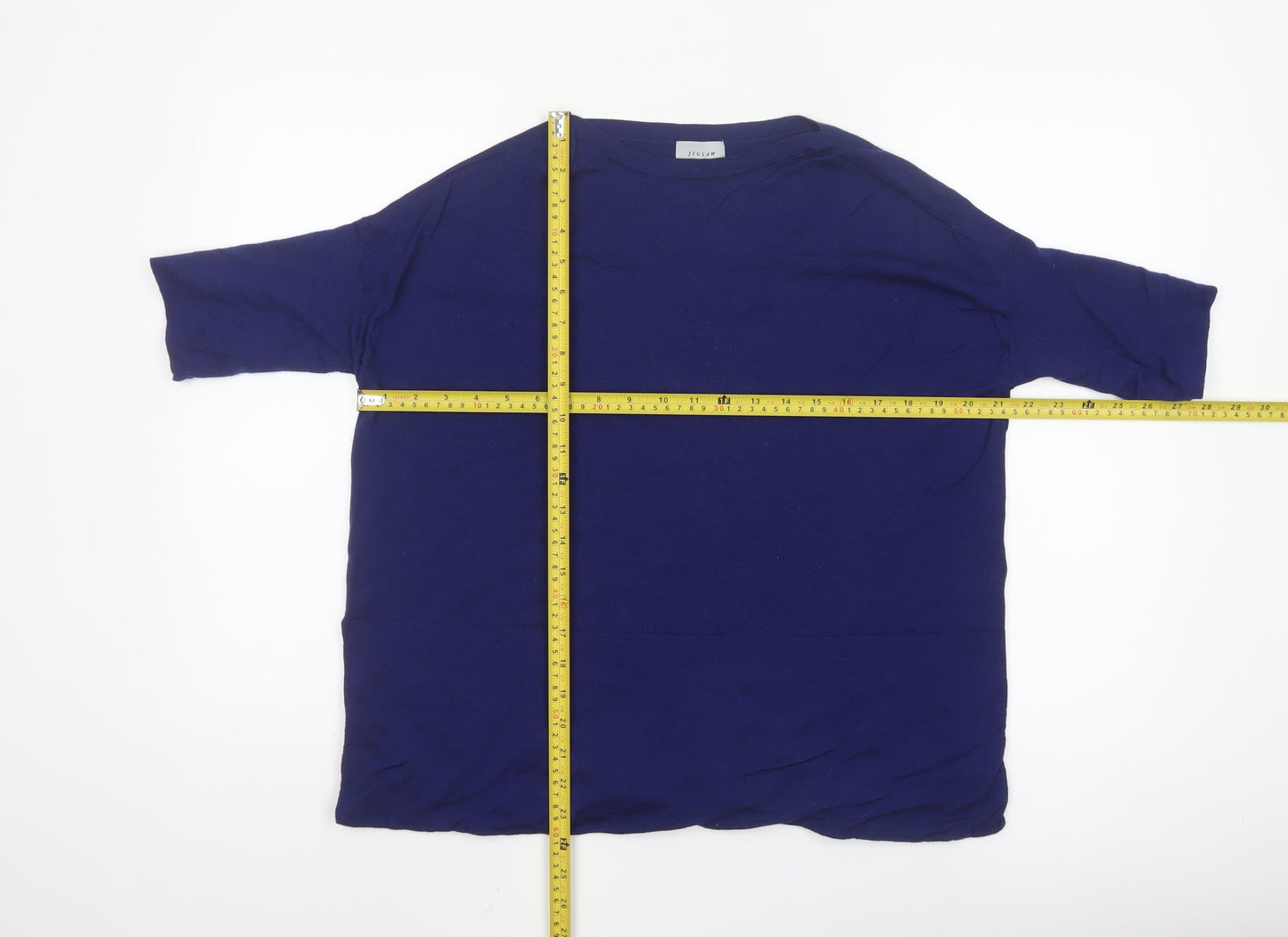 Jigsaw Women's Blue 100% Wool 3/4 Sleeve Pullover Jumper S