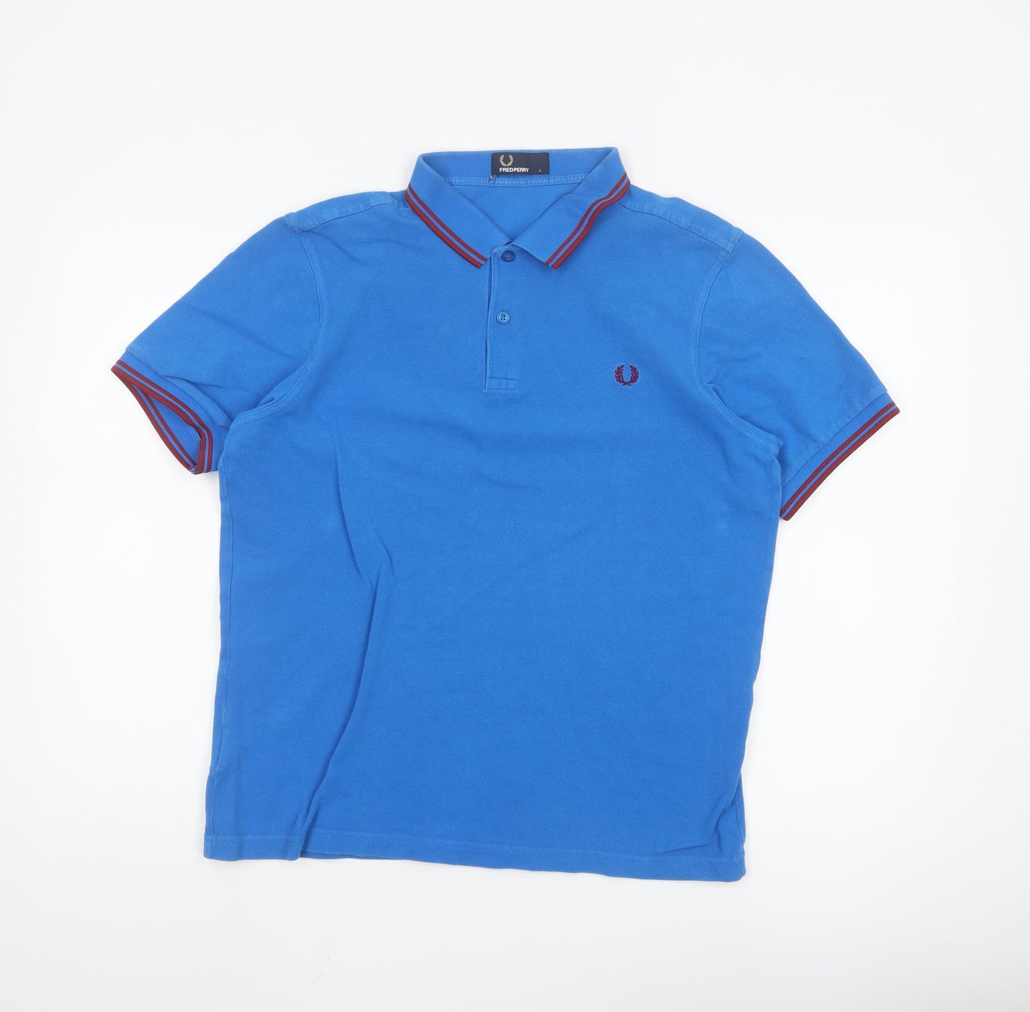 Fred Perry Men's Blue Cotton Polo Shirt Size L Classic Fit