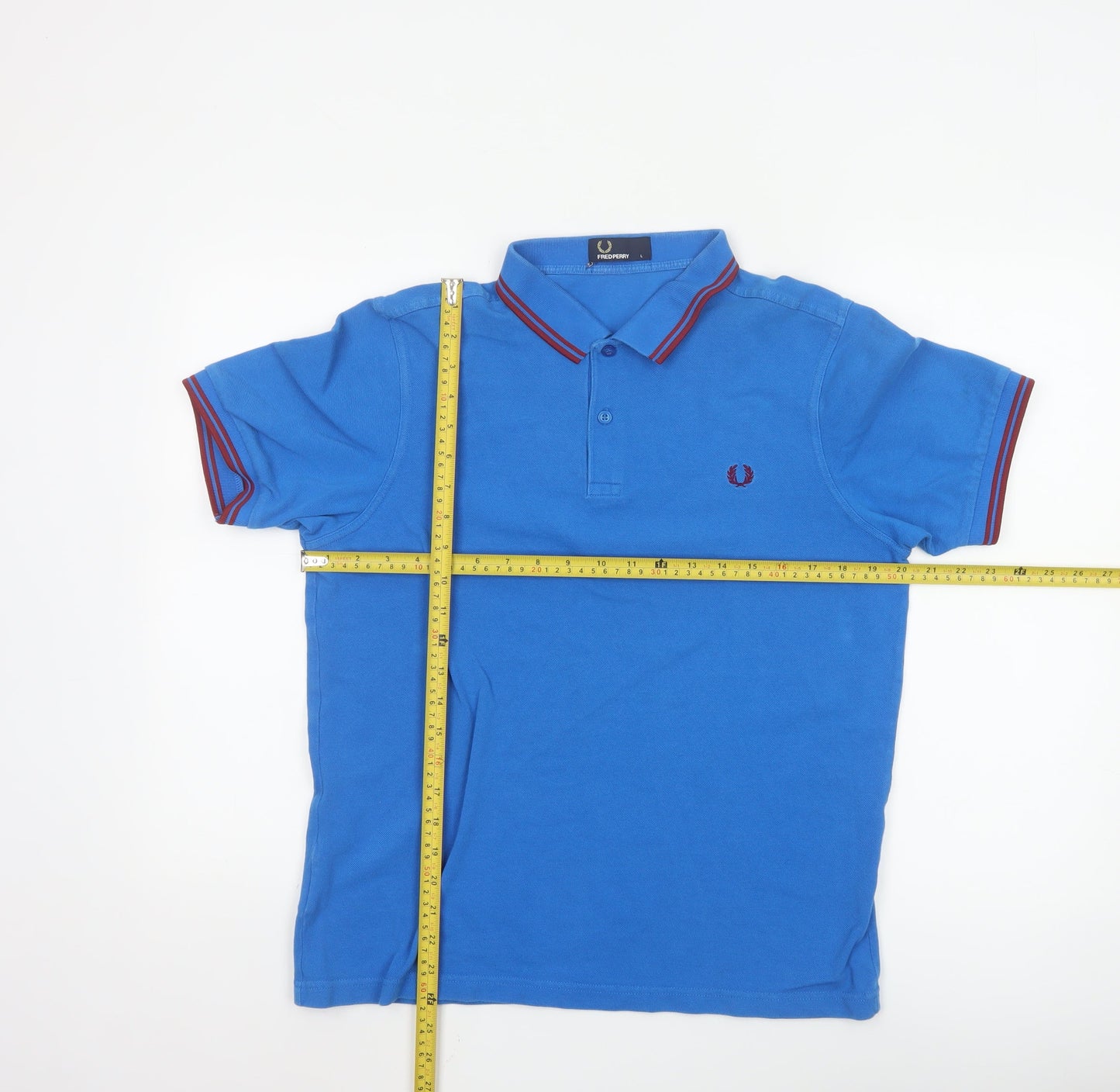 Fred Perry Men's Blue Cotton Polo Shirt Size L Classic Fit