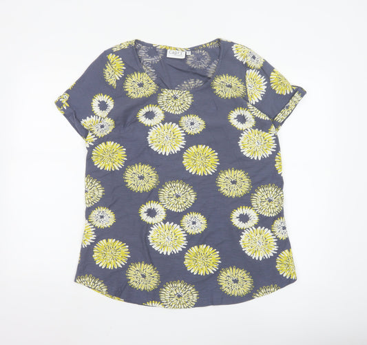 Capri Women’s Blue Floral Cotton Short Sleeve T-Shirt Size 14