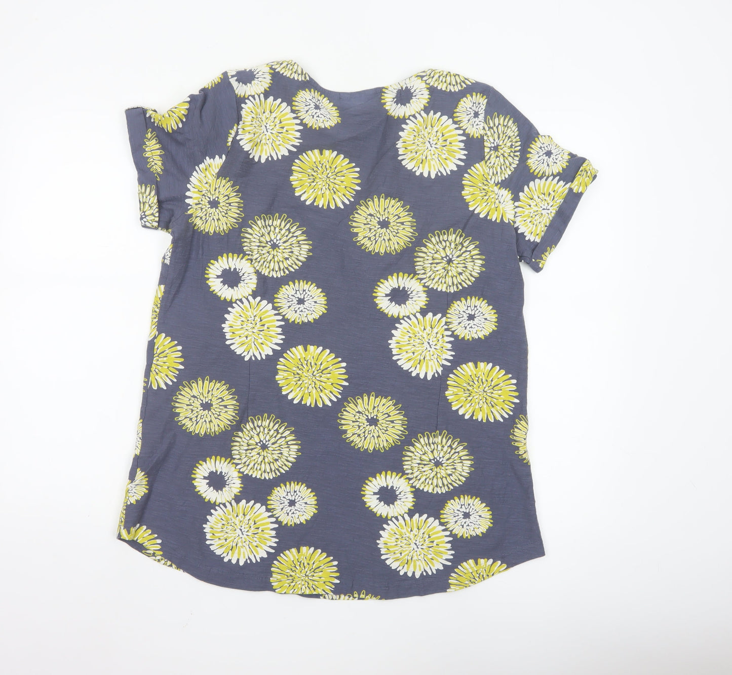 Capri Women’s Blue Floral Cotton Short Sleeve T-Shirt Size 14