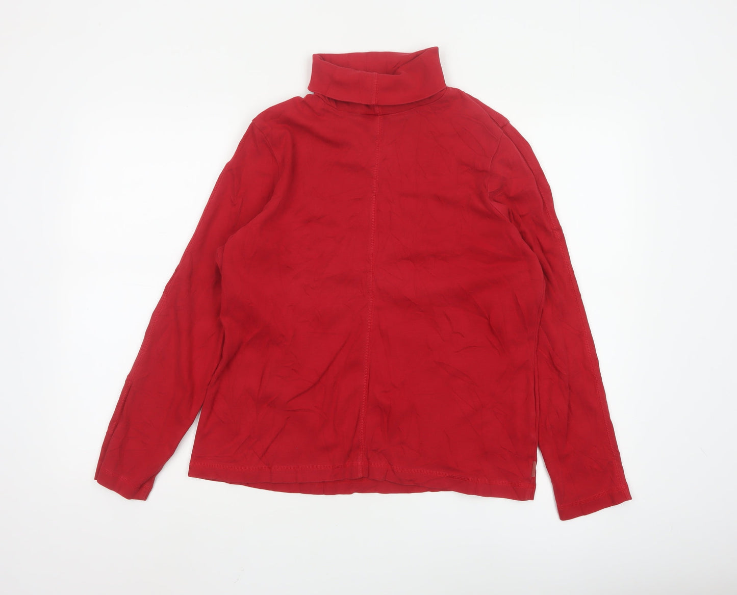 Maine New England Womens Red Roll Neck Cotton Long Sleeve Top Size 16