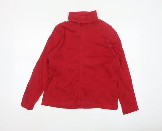 Maine New England Womens Red Roll Neck Cotton Long Sleeve Top Size 16