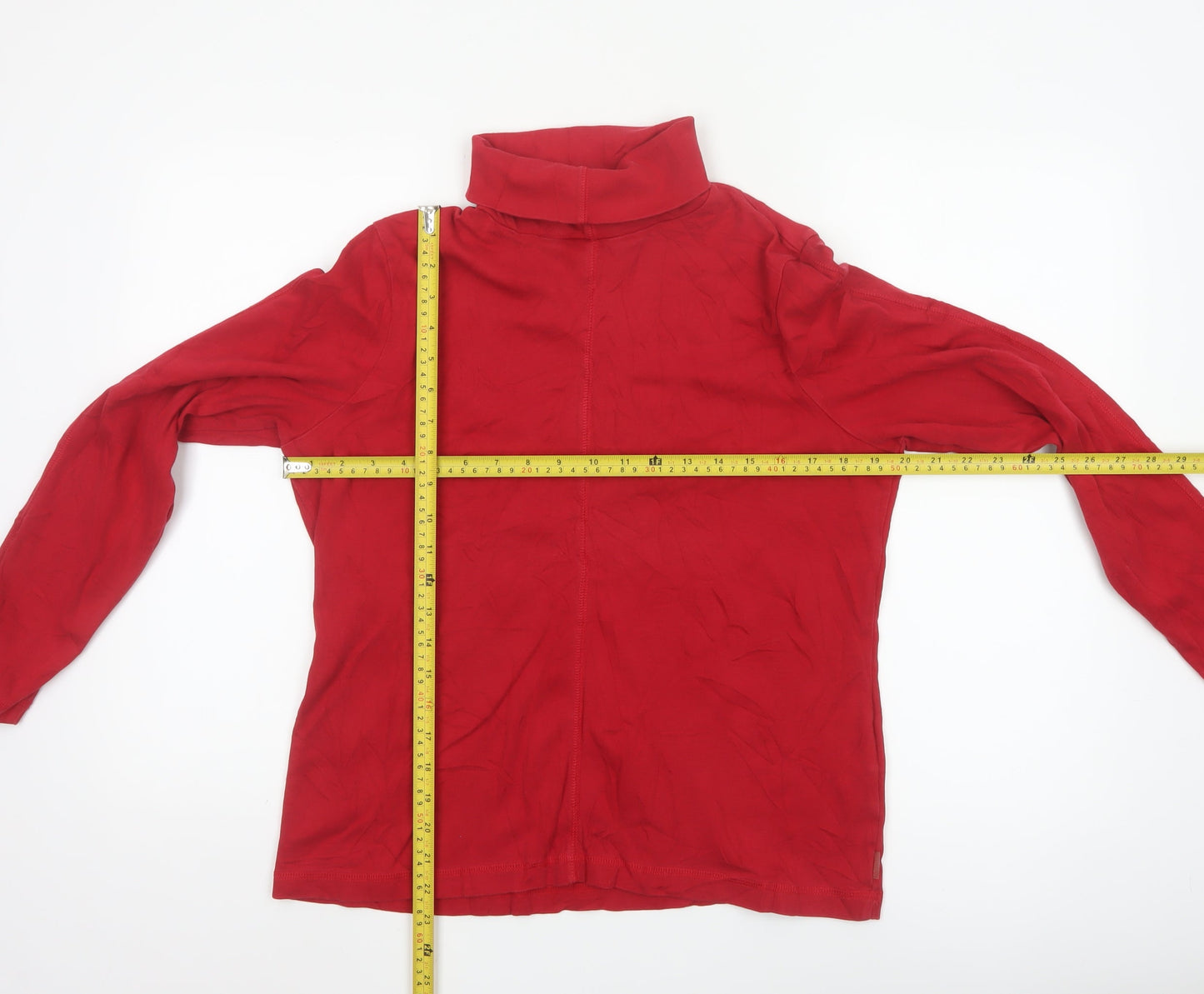 Maine New England Womens Red Roll Neck Cotton Long Sleeve Top Size 16