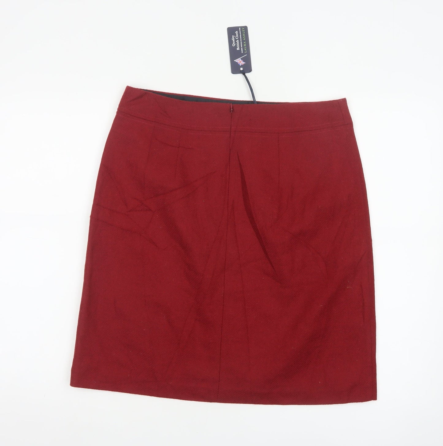 Laura Ashley Women's Red Wool Pencil Skirt UK 12 Knee Length