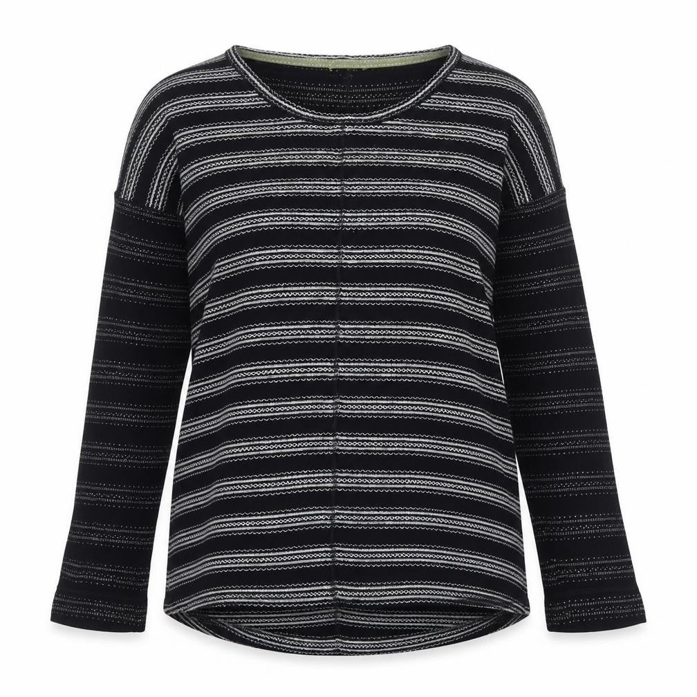 White Stuff Women's Black Striped Long Sleeve Jersey T-Shirt Size 10