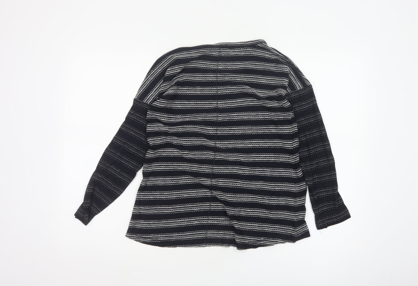 White Stuff Women's Black Striped Long Sleeve Jersey T-Shirt Size 10