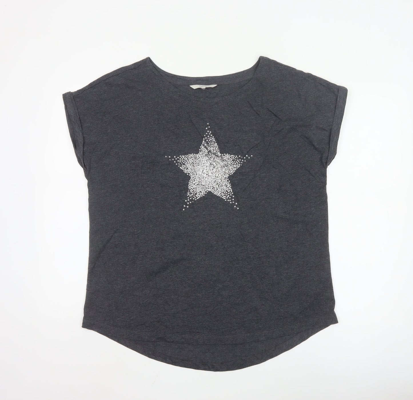 Next Women’s Grey Sequin Star T-Shirt Size 16 Casual Top