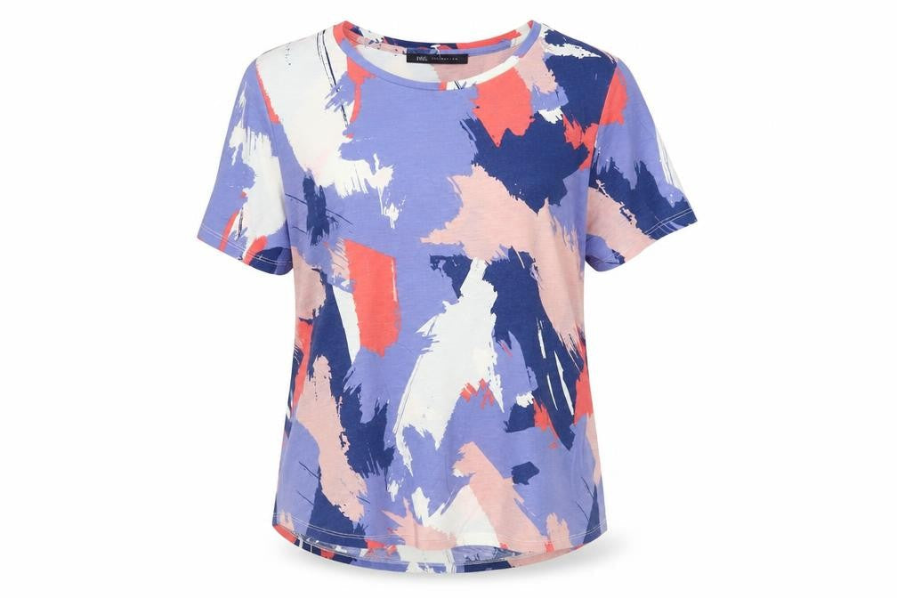 Marks & Spencer Womens Multicoloured Abstract Short Sleeve T-Shirt Size 14