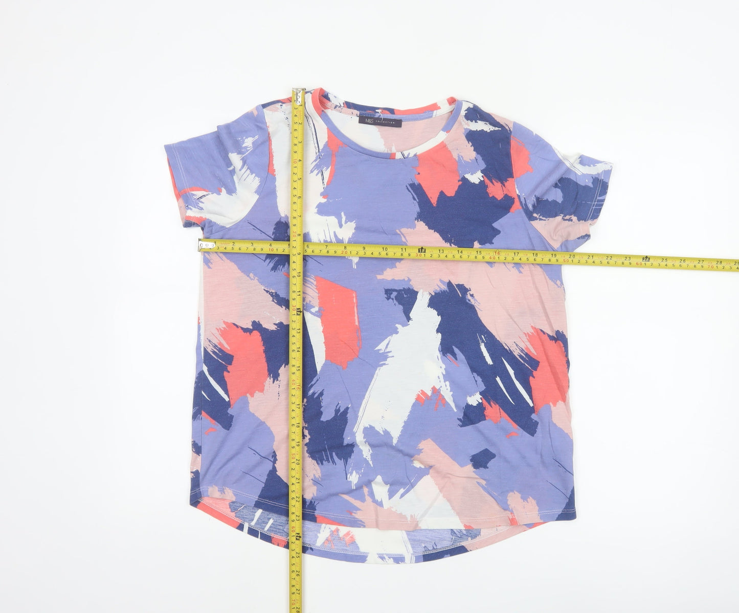 Marks and Spencer Womens Multicoloured Abstract Short Sleeve T-Shirt Size 14