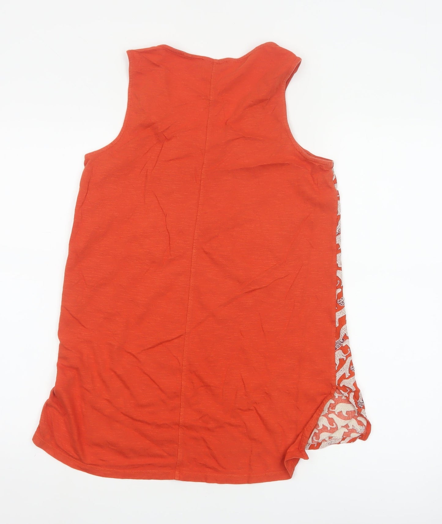 Fat Face Women’s Orange Animal Print Sleeveless Tank Top UK 8 Cotton Blend