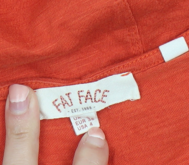 Fat Face Women’s Orange Animal Print Sleeveless Tank Top UK 8 Cotton Blend