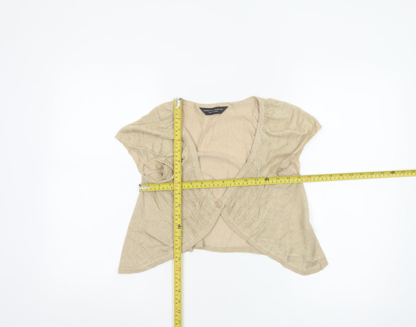 Dorothy Perkins Women's Beige Short Sleeve V-Neck Cardigan Size 10
