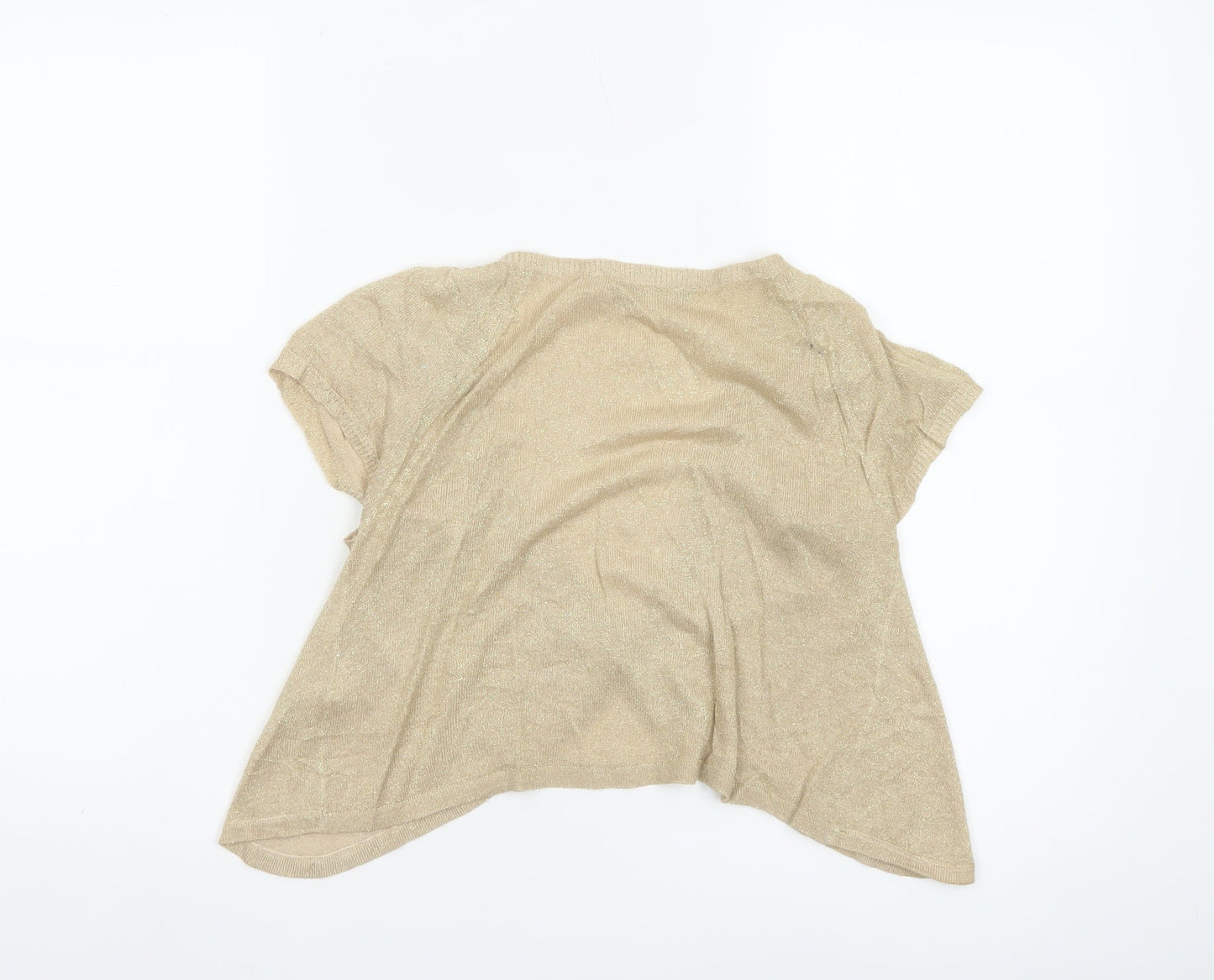 Dorothy Perkins Women's Beige Short Sleeve V-Neck Cardigan Size 10