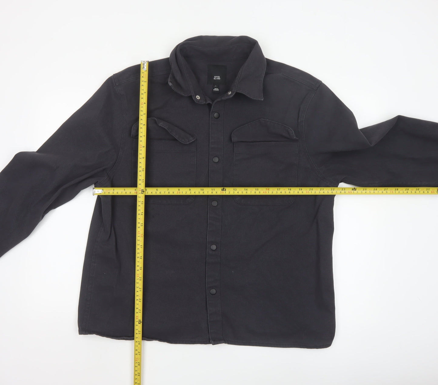 River Island Men's Black Cotton Twill Casual Jacket L