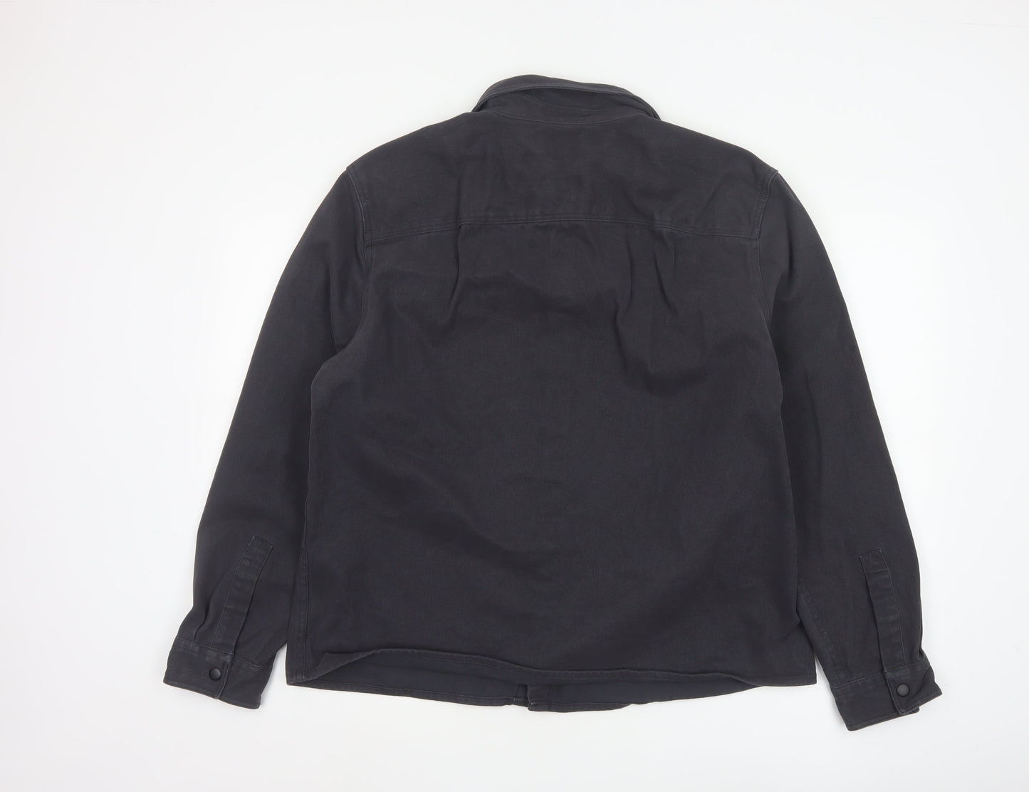 River Island Men's Black Cotton Twill Casual Jacket L