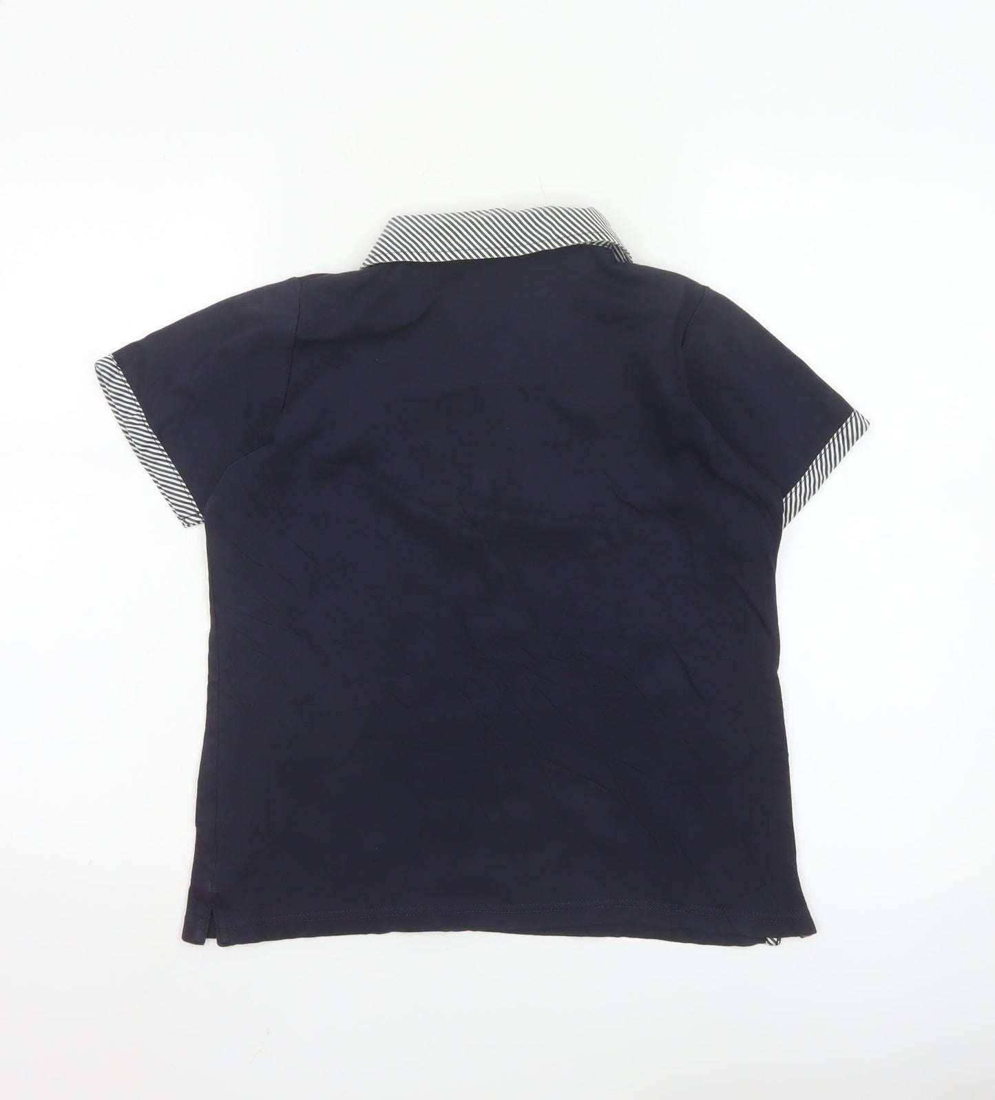 EWM Women Blue Short Sleeve Cotton Polo Shirt Size S 10-12